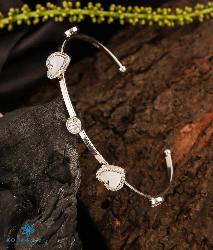 Dual gem bangles-The Heart Sparkle Silver Bracelet