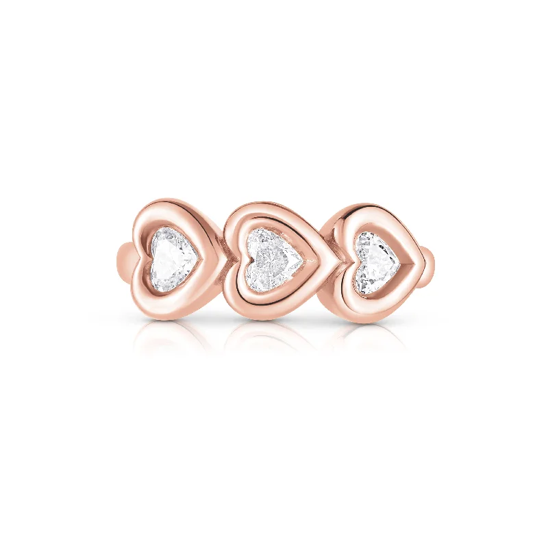 Surf motif rings-Puffy Trio Heart Ring