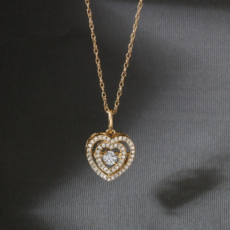 Glittering crystal necklaces-De Couer 10k Yellow Gold 1/5ct TDW Diamond Heartbeat Necklace