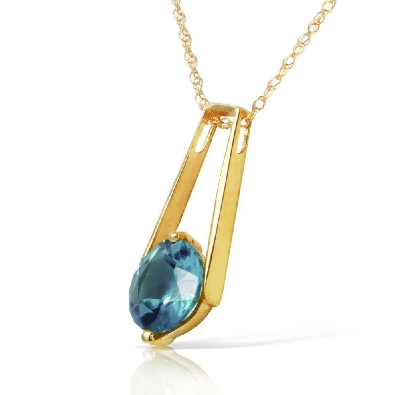 Leaf design necklaces-1.45 Carat 14K Solid Gold Love At First Light Blue Topaz Necklace