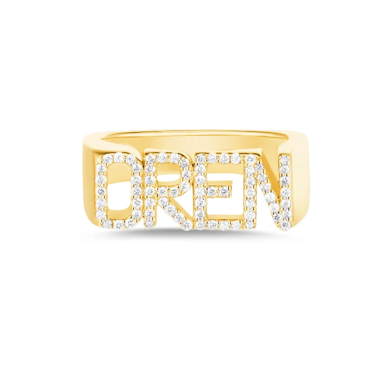 Light clay rings-Custom Diamond Name Ring