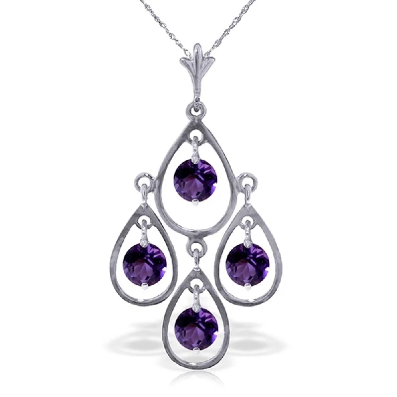 Sleek design necklaces-1.2 Carat 14K Solid White Gold Full Moon Amethyst Necklace