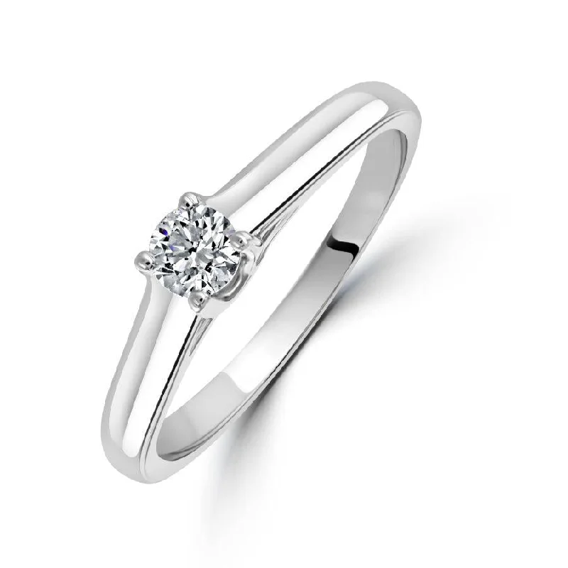 Forever gem engagement rings-0.25ct Round Brilliant Cut Diamond Solitaire 18ct White Gold Ring