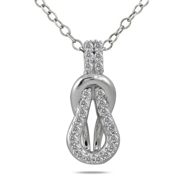 Bold art necklaces-Marquee 10k White Gold 1/10ct TDW White Diamond Knot Necklace (H-I, I1-I2)