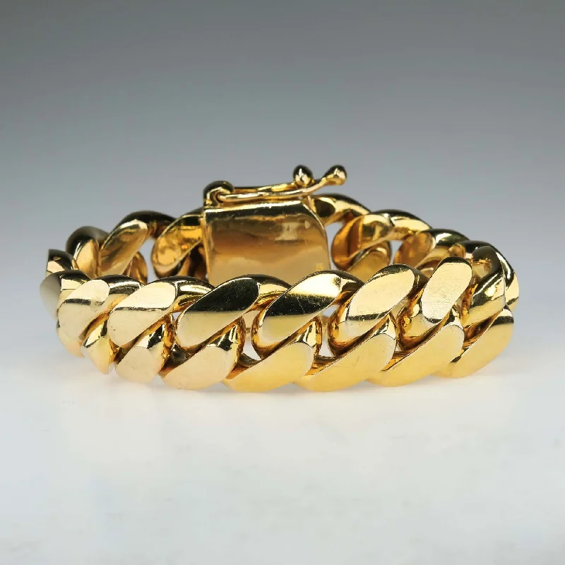 Tide shape bangles-10" Solid Cuban Link Bracelet in 10K Yellow Gold - 445.6 grams