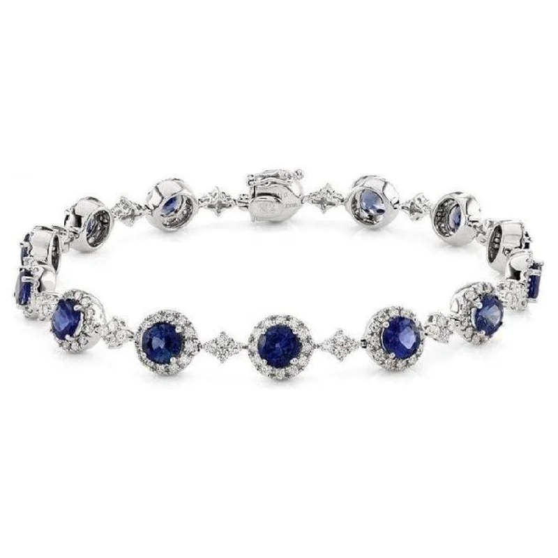 Pure crystal engagement rings-18ct White Gold 14 Sapphire & 224 Diamond Bracelet