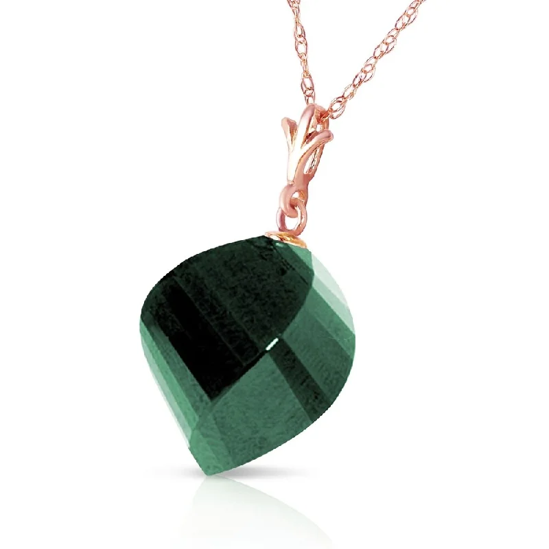 Solid stone necklaces-15.25 CTW 14K Solid Rose Gold Necklace Twisted Briolette Emerald