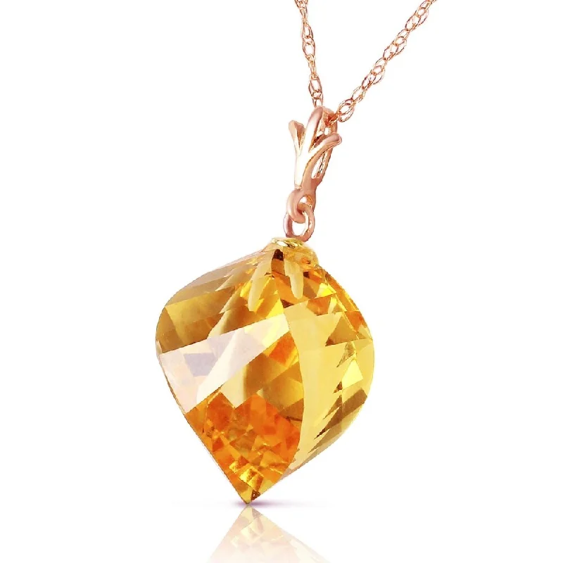 Retro deco necklaces-11.75 Carat 14K Solid Rose Gold Necklace Twisted Briolette Citrine