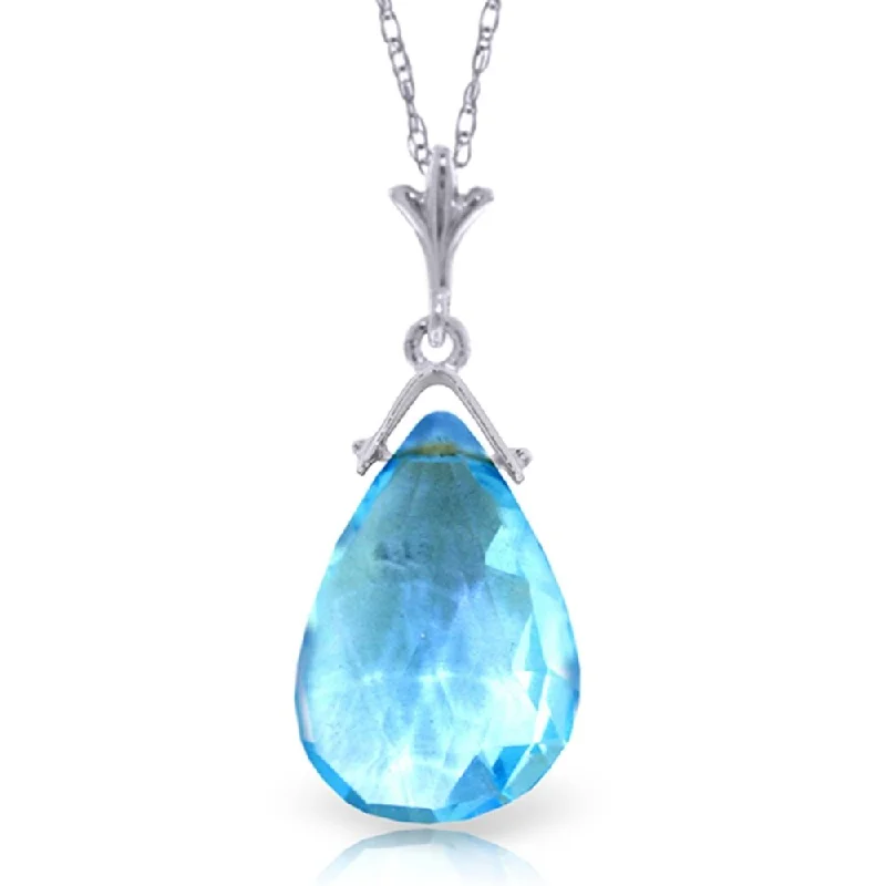 Carved name necklaces-5.1 Carat 14K White Gold Sea Fragrance Blue Topaz Necklace