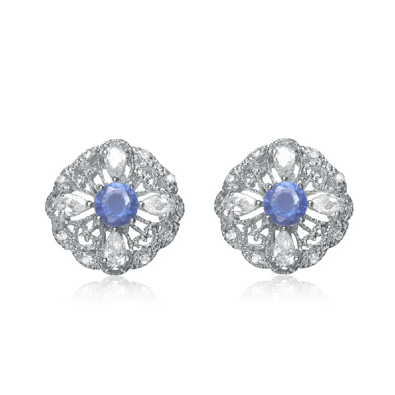 Estelle Sapphire Flower Shape Earrings