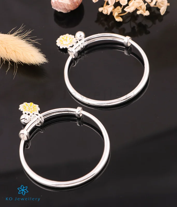 Alloy metal bangles-The Floral Charms Silver Kids Bangles (Pair/1-6 yrs)