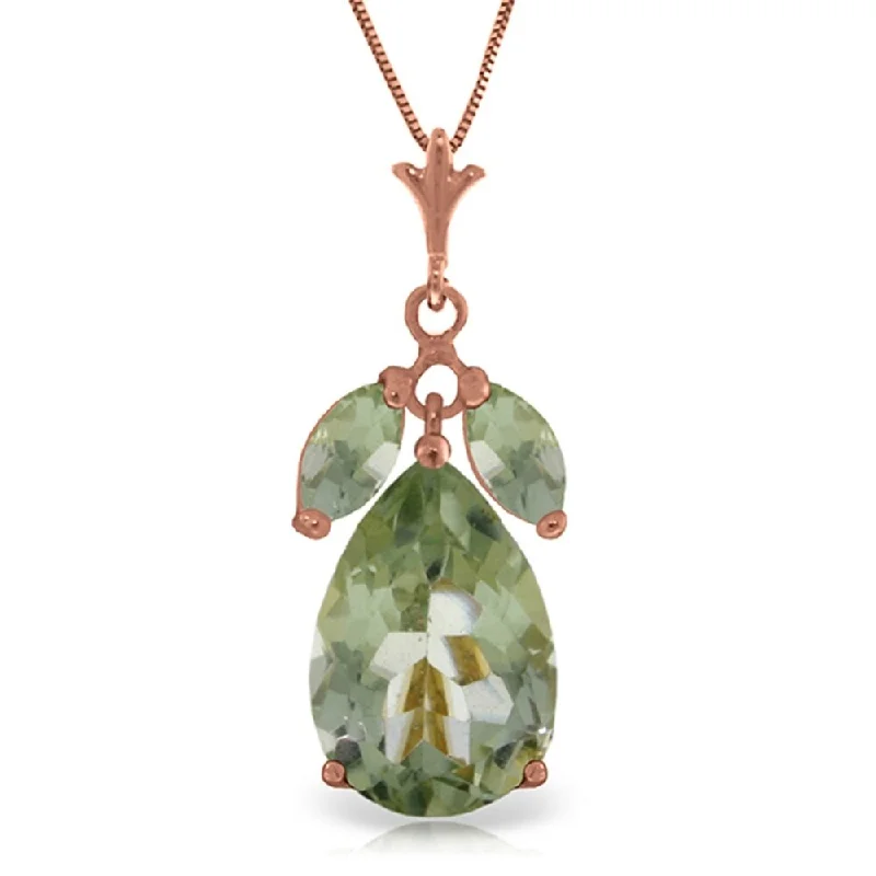 Ruby stone necklaces-14K Rose Gold Natural Green Amethyst Necklace Jewelry